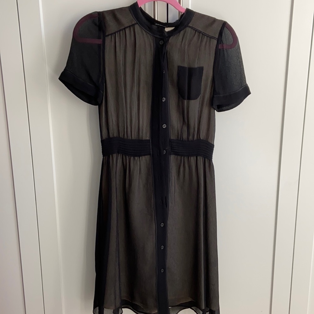 Club Monaco silk sheer black dress